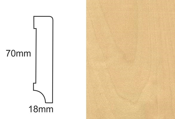 Listwa przypodłogowa fornirowana nielakierowana CP70 R3 (240 cm x 7 cm x 1,8 cm) brzoza