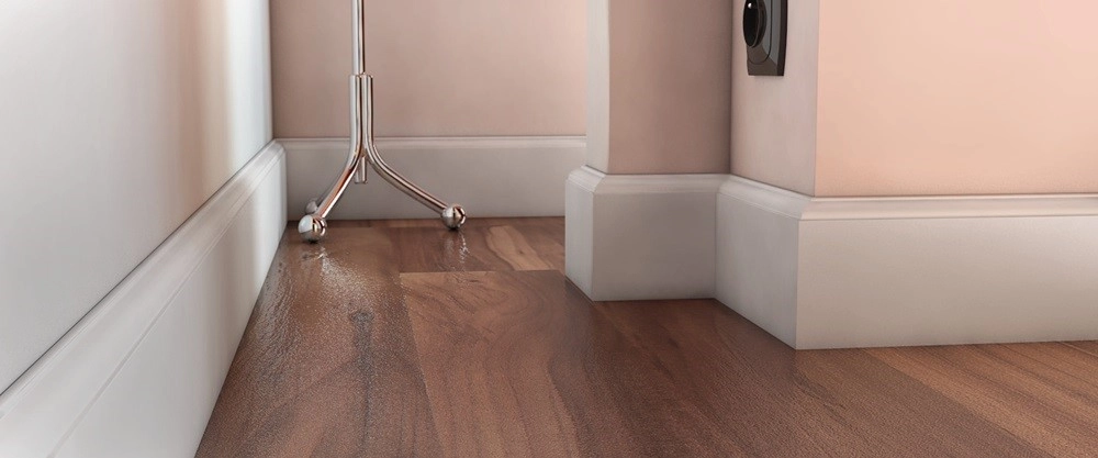 Listwa przypodłogowa MDF Plus F5 (262 cm x 12 cm x 1,6 cm) biała, wilgocioodporna, lakierowana półmatowa RAL 9003