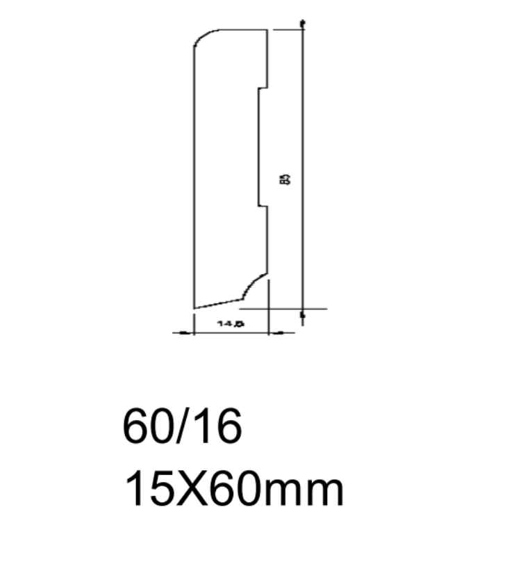 Drewniana listwa przypodłogowa lakierowana 60/16 (240 cm x 6 cm x 1,5 cm) DĄB EUROPEJSKI