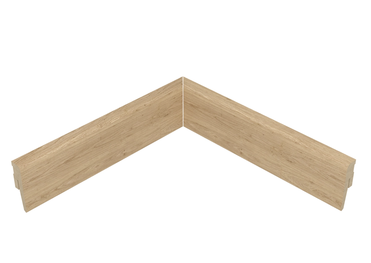 Narożnik wewnętrzny listwy przypodłogowej MDF TRIO R5, Dąb Natur, 8cm